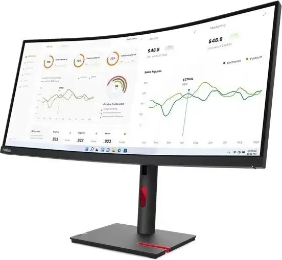 Монитор Lenovo ThinkVision T34w-30, 34" 4K Curved, DP, USB TypeC, Ethernet 63D4GAT1EU, Китай