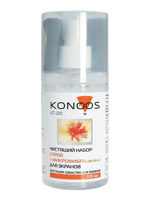 Набор для ЖК-экранов Konoos KT-200: спрей 200 мл + салфетка