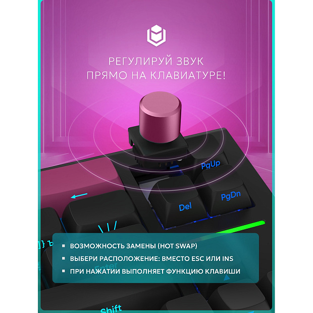 Клавиатура беспроводная IO by Red Square Type 68 Pro g3ms Aquamarine io272 (черный)