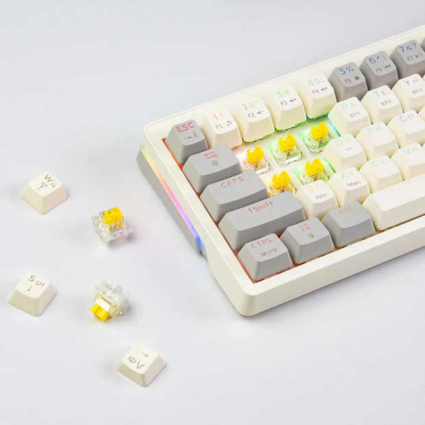 Клавиатура игровая JEGG ZA63 PRO beige,grey,yellow, TNT Yellow (бежевая)