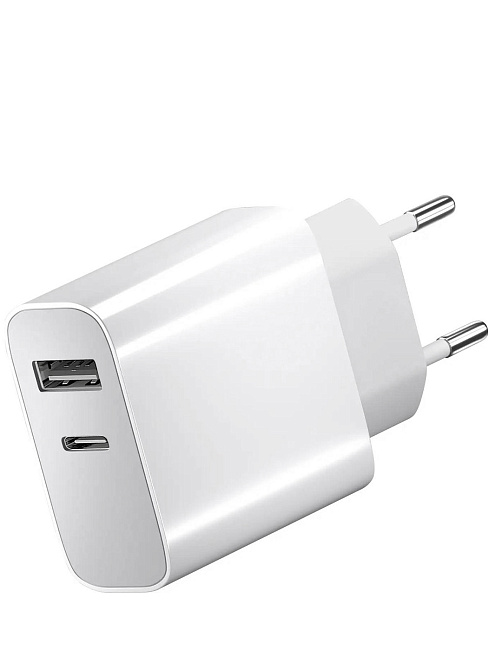 Сетевое зарядное устройство Borasco PD 20W + QC 3.0, USB-A, USB-C (белое)
