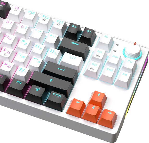 Клавиатура игровая JEGG ZA87 Pro White,black,orange, TNT Yellow (белая)