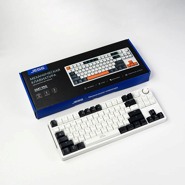 Клавиатура игровая JEGG ZA87 Pro White,black,orange, TNT Yellow (белая)