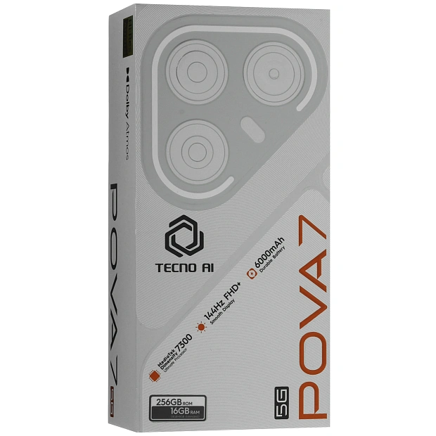 Смартфон Tecno POVA 7 5G 8/256GB Geek Black, LJ7, индустриальный черный