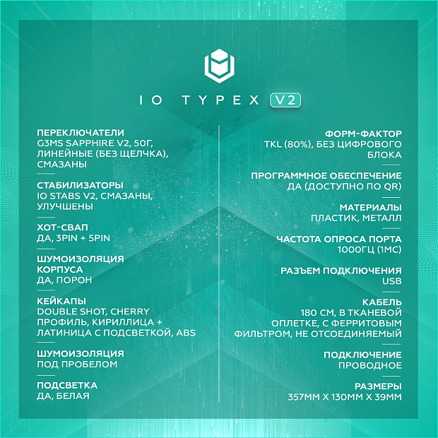 Клавиатура проводная IO by Red Square Typex v2 g3ms Sapphire io217 (розовое золото) 