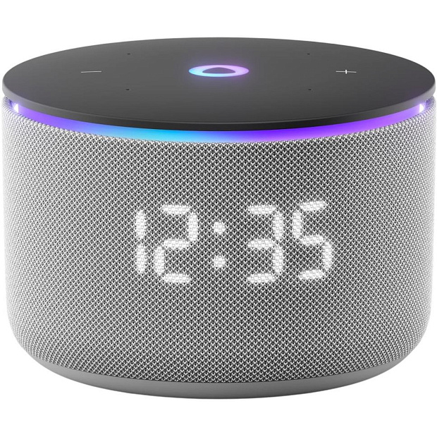 Умная колонка Яндекс Станция Мини 3 Про с часами, Алисой, YaGPT, Zigbee и Matter, YNDX-00059GRY, сер