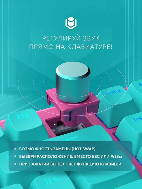 Клавиатура проводная IO by Red Square Type 84 g3ms Sapphire / io283 Ice Cream  (бирюзовая/розовая)