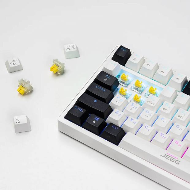 Клавиатура игровая JEGG ZA87 Pro White,black,orange, TNT Yellow (белая)